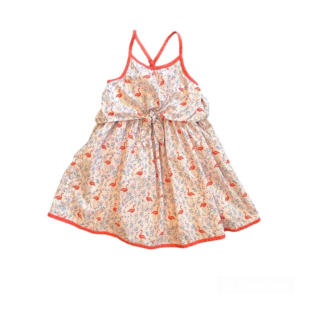 Boden girls light pink sleeveless flamingo and floral dress size 4/5y